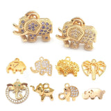 Champagne Brass Elephant Charms Pendants for Jewelry Making