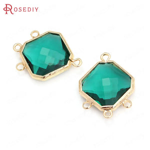 Champagne Brass Square Earrings Connect Charms Pendants DIY Jewelry Making
