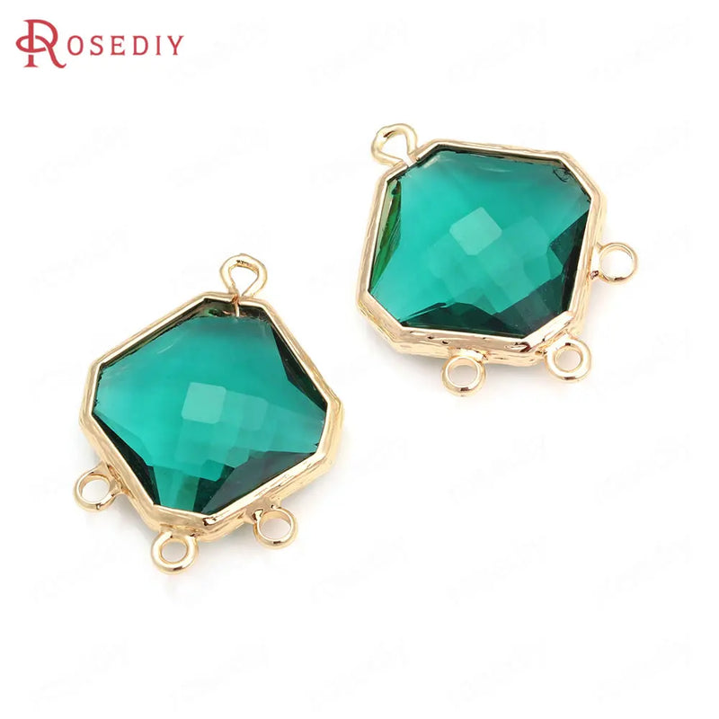 Champagne Brass Square Earrings Connect Charms Pendants DIY Jewelry Making