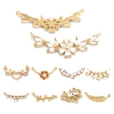 Champagne Brass Zircon 2-Hole Connect Charms Pendants DIY Jewelry Findings