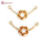 Champagne Brass Zircon 2-Hole Connect Charms Pendants DIY Jewelry Findings