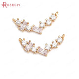 Champagne Brass Zircon 2-Hole Connect Charms Pendants DIY Jewelry Findings