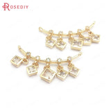 Champagne Brass Zircon 2-Hole Connect Charms Pendants DIY Jewelry Findings