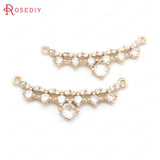 Champagne Brass Zircon 2-Hole Connect Charms Pendants DIY Jewelry Findings