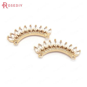 Champagne Brass Zircon Curve Connect Charms Pendants