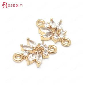Champagne Brass Zircon Maple Leaves Rhombus Charms Pendants