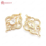 Champagne Brass Zircon Maple Leaves Rhombus Charms Pendants