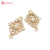 Champagne Brass Zircon Maple Leaves Rhombus Charms Pendants