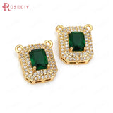 Champagne Brass Zircon Rectangle Connect Charms Pendants