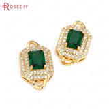 Champagne Brass Zircon Rectangle Connect Charms Pendants