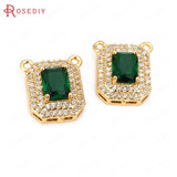 Champagne Brass Zircon Rectangle Connect Charms Pendants