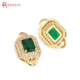 Champagne Brass Zircon Rectangle Connect Charms Pendants