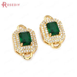 Champagne Brass Zircon Rectangle Connect Charms Pendants