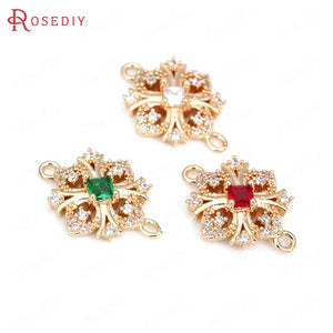 Champagne Brass Zircon Snowflake Connect Charms Pendant