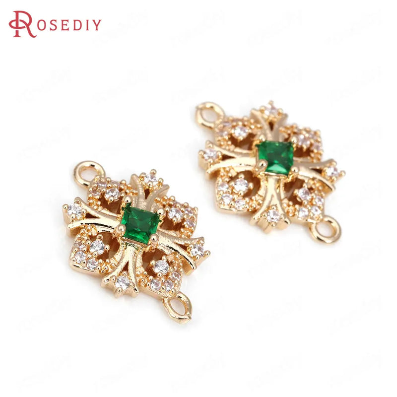 Champagne Brass Zircon Snowflake Connect Charms Pendant
