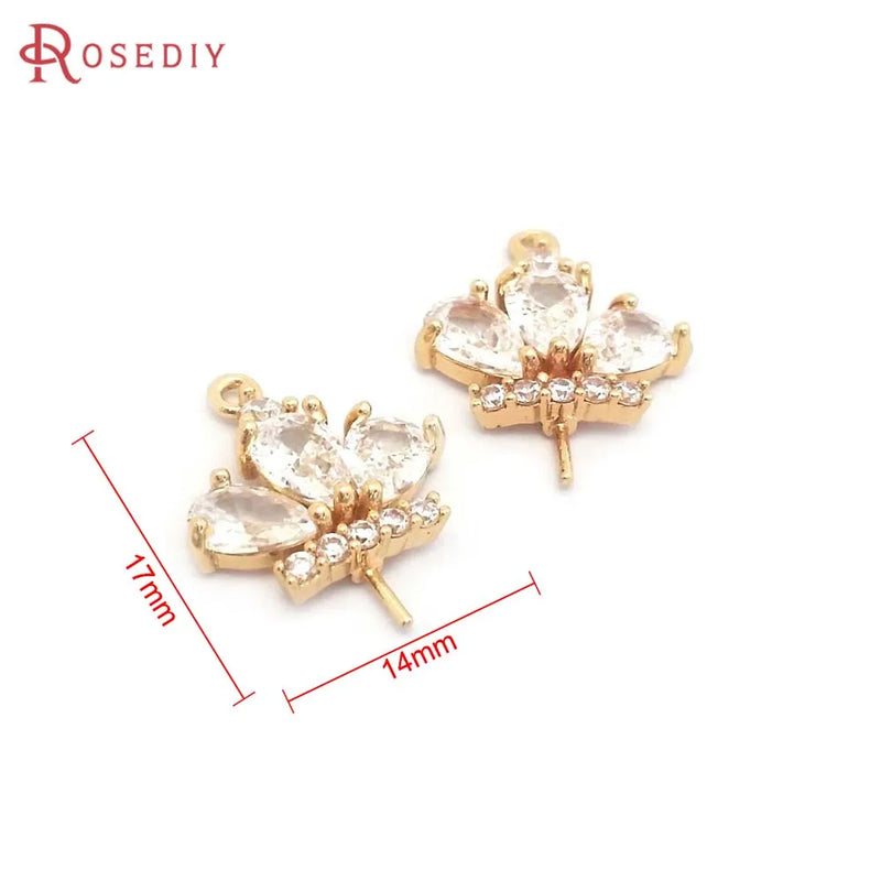 Champagne Brass Zircon Beads Charms for Jewelry Making