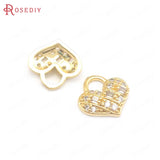 Champagne Brass Zircon Heart Charms Pendants Jewelry Making