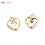 Champagne Brass Zircon Heart Charms Pendants Jewelry Making