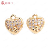 Champagne Brass Zircon Heart Charms Pendants Jewelry Making
