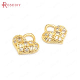 Champagne Brass Zircon Heart Charms Pendants Jewelry Making