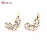 Champagne Brass Zircon Heart Charms Pendants Jewelry Making