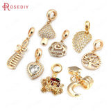 Champagne Brass Zircon Beads Bracelet Charms DIY Jewelry Making