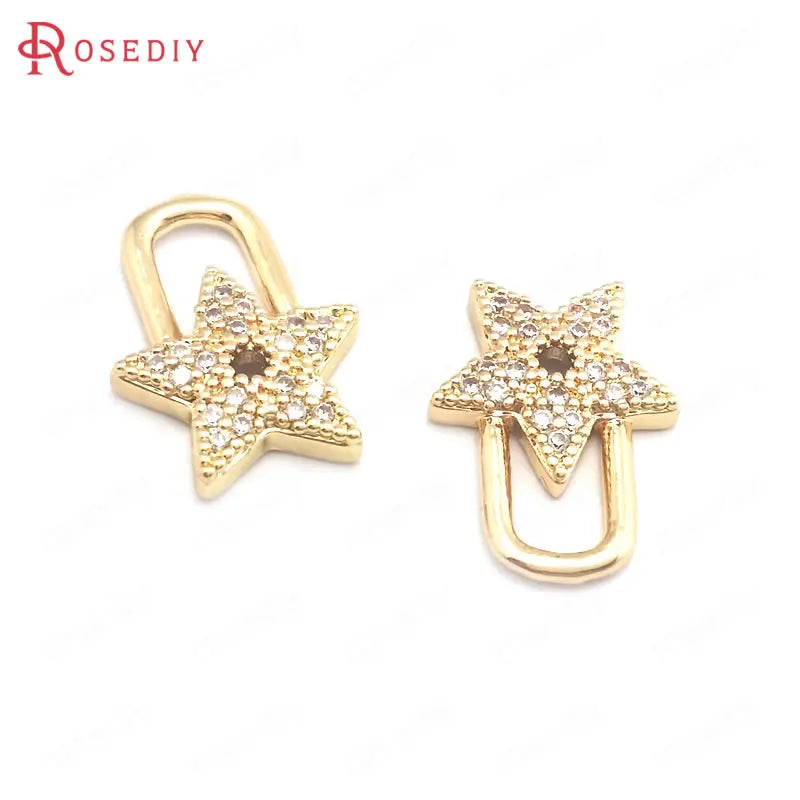 Champagne Brass Zircon Charms Pendants Jewelry Findings