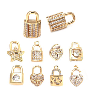 Champagne Brass Zircon Charms Pendants Jewelry Findings