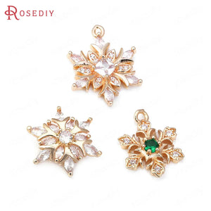 Champagne Brass Snowflake Charms for Earrings Making