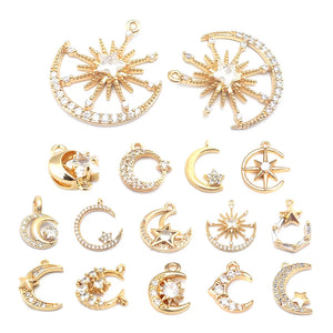 Champagne Brass Zircon Charms Pendants Jewelry Making Earrings Findings
