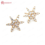 Champagne Brass Zircon Star Stud Earrings Jewelry Findings
