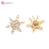 Champagne Brass Zircon Star Stud Earrings Jewelry Findings