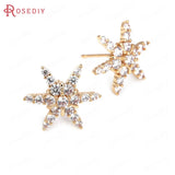 Champagne Brass Zircon Star Stud Earrings Jewelry Findings