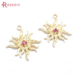 Champagne Brass Zircon Sun Charms Pendants Jewelry Making