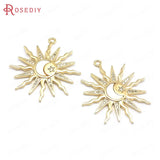 Champagne Brass Zircon Sun Charms Pendants Jewelry Making