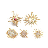 Champagne Brass Zircon Sun Charms Pendants Jewelry Making