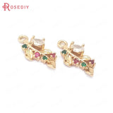 Champagne Brass Zircon Tree Leaf Charms Pendants