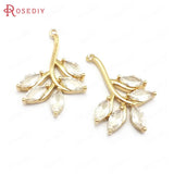 Champagne Brass Zircon Tree Leaf Charms Pendants