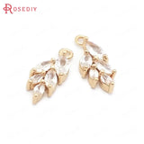 Champagne Brass Zircon Tree Leaf Charms Pendants