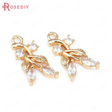Champagne Brass Zircon Tree Leaf Charms Pendants