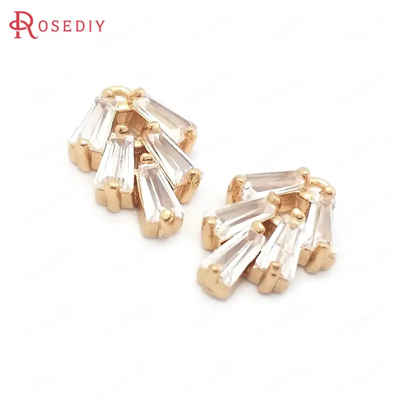 Champagne Brass Zircon Tree Leaf Charms Pendants