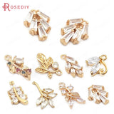 Champagne Brass Zircon Tree Leaf Charms Pendants