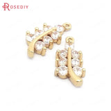 Champagne Brass Zircon Tree Leaf Charms Pendants