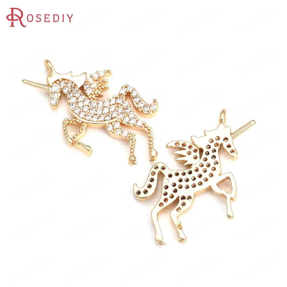Champagne Brass Unicorn Charms Pendants Jewelry Making DIY