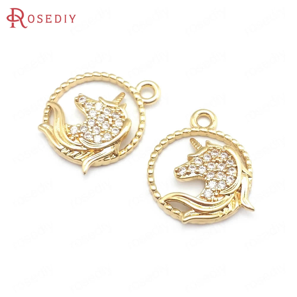 Champagne Brass Unicorn Charms Pendants Jewelry Making DIY
