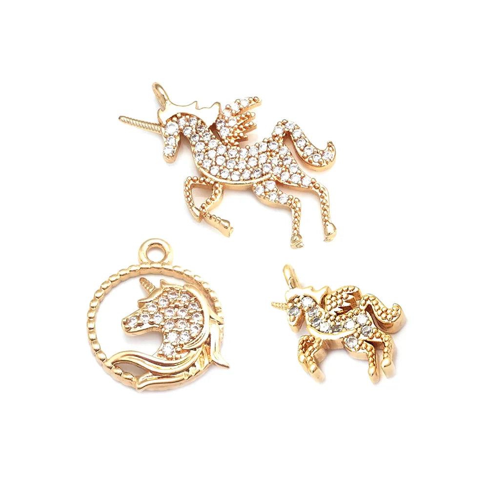 Champagne Brass Unicorn Charms Pendants Jewelry Making DIY