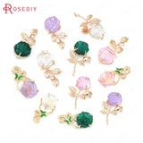 Champagne Brass Zircon Flower Charms Pendants Jewelry Making Findings