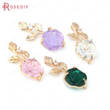 Champagne Brass Zircon Flower Charms Pendants Jewelry Making Findings