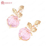 Champagne Brass Zircon Flower Charms Pendants Jewelry Making Findings