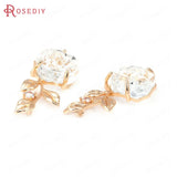 Champagne Brass Zircon Flower Charms Pendants Jewelry Making Findings